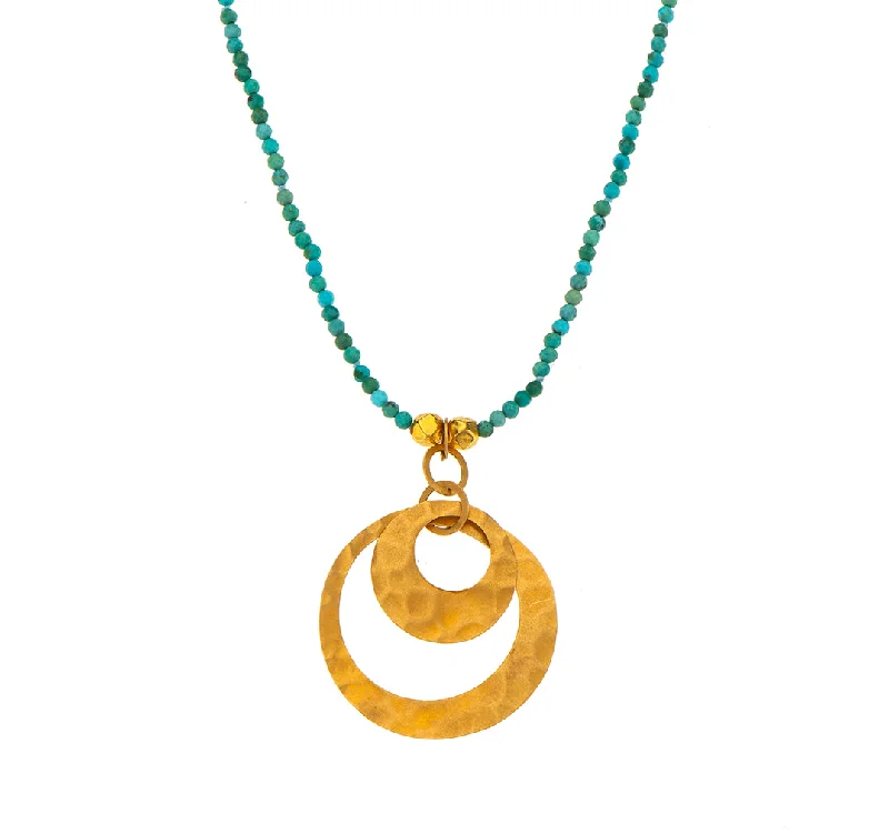 Long Gemstone Necklace-Nava Zahavi Yellow Gold Turquoise Elements Necklace