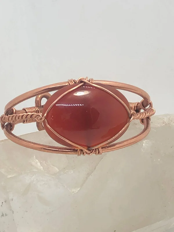 Personalized Engraved Bracelet-Carnelian  Copper Bracelet Wire wrapped Handmade