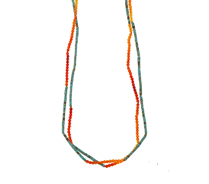 Fashion Bar Necklace-Nava Zahavi Turquoise and Carnelian Necklace