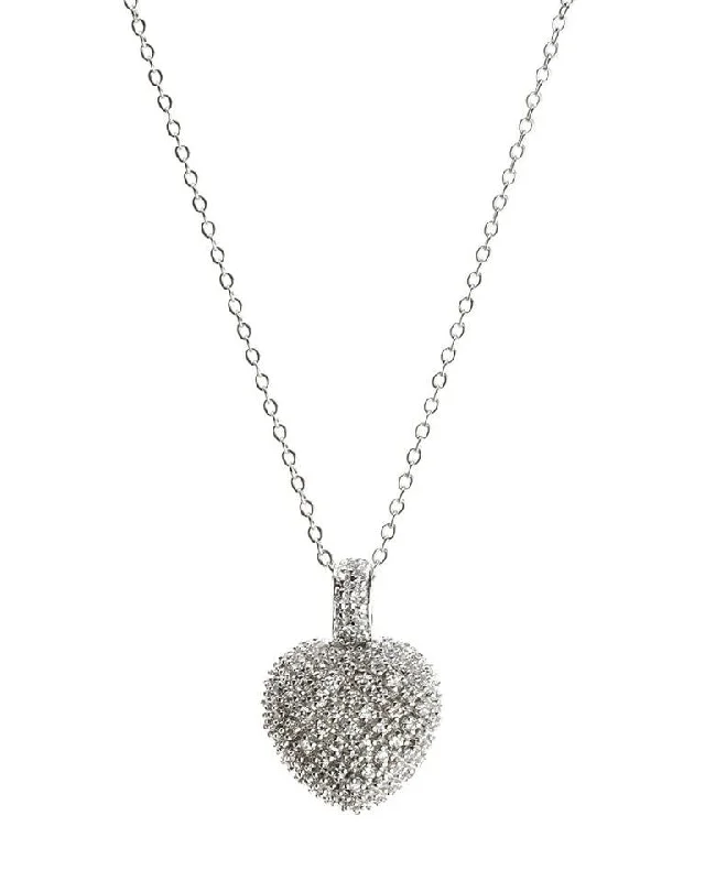 Two-Tone Gold Necklace-Pave Heart Pendant Necklace