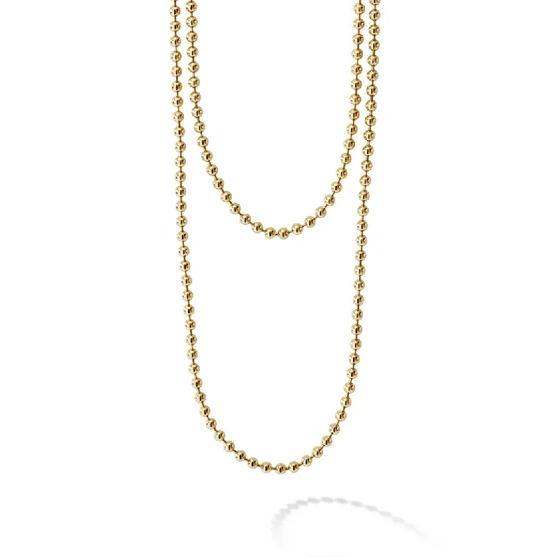 Gold Rope Chain Necklace-Caviar Gold 18K Gold Beaded Necklace