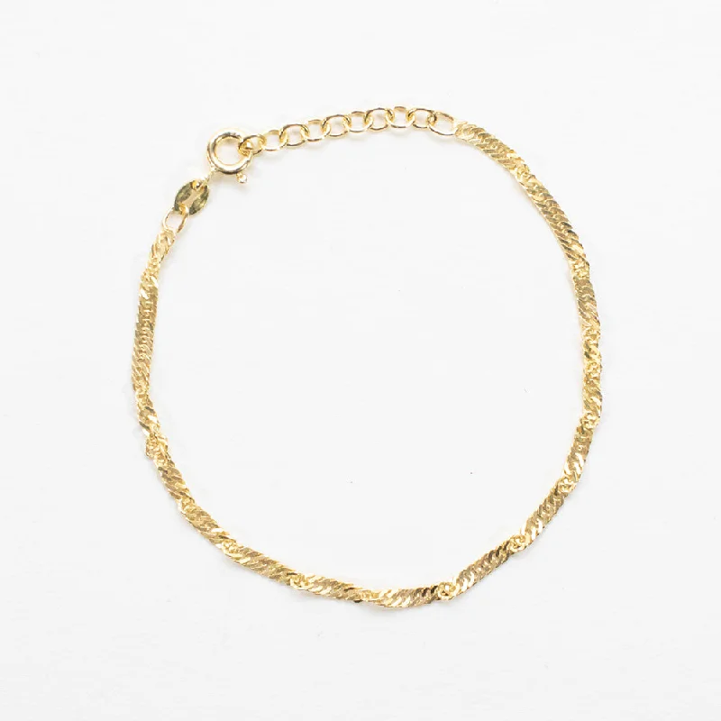 Fashionable Beaded Cuff Bracelet-Gold Plated Singapore Chain Bracelet