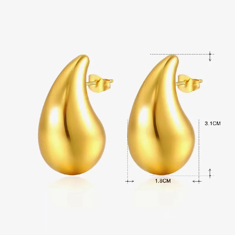 Unique Promise Ring-1 Pair Classic Style Water Droplets Plating Stainless Steel Titanium Steel 18k Gold Plated Gold Plated Silver Plated Ear Studs