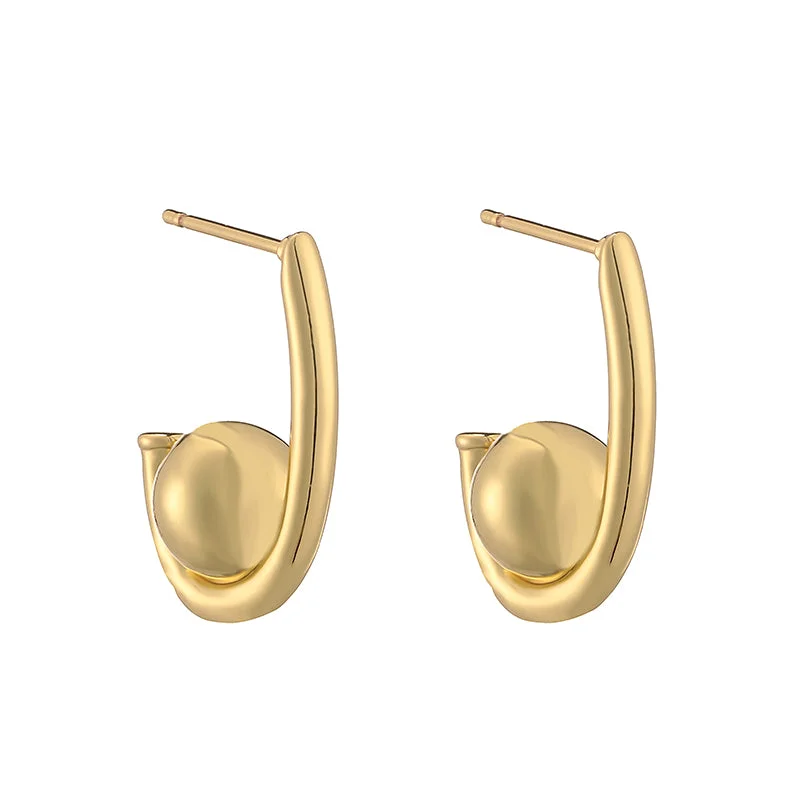 Gold Ball J-Shaped 1 Pair