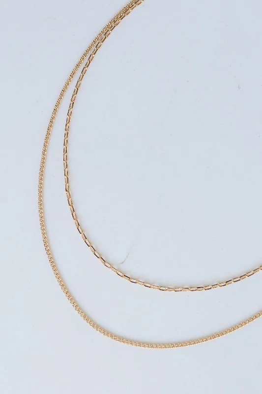 Vintage Gold Necklace-FINAL SALE - Annabelle Gold Layered Chain Necklace