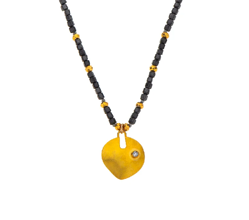 Opal Necklace for Women-Nava Zahavi Yellow Gold Obsidian Necklace