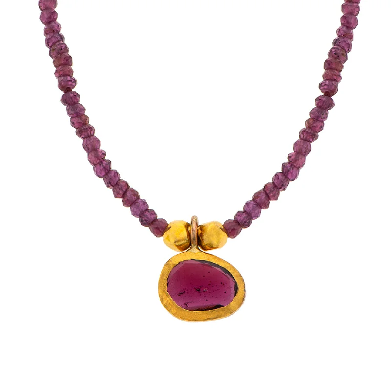 Butterfly Necklace for Women-Nava Zahavi Yellow Gold Garnet drop Necklace