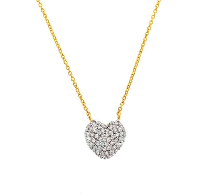 White Gold Necklace-Nava Zahavi Yellow Gold Diamonds Be My Valentine Necklace