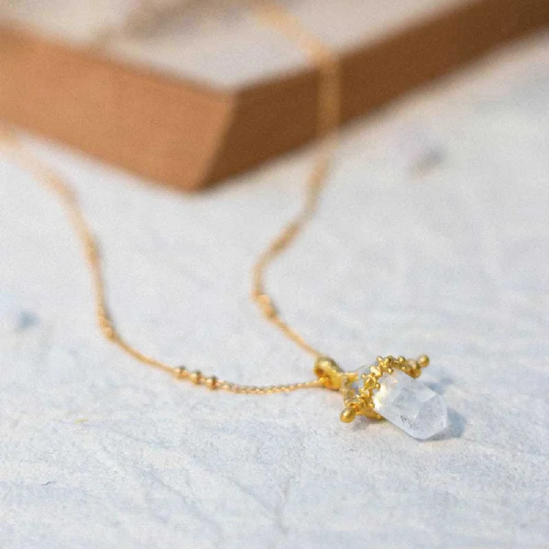 Gold Beaded Necklace-Beam of Light • Necklace