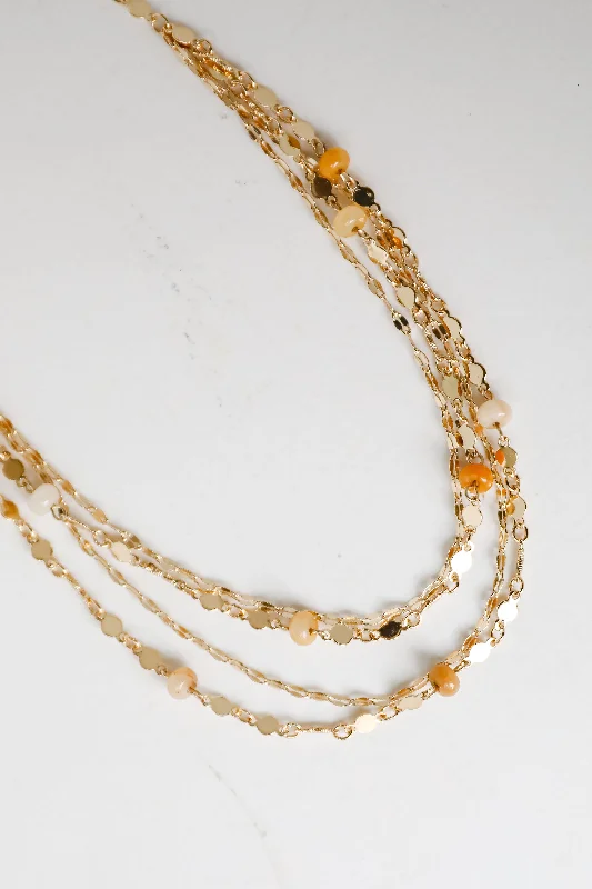 Pearl Drop Necklace-Caroline Natural Layered Necklace