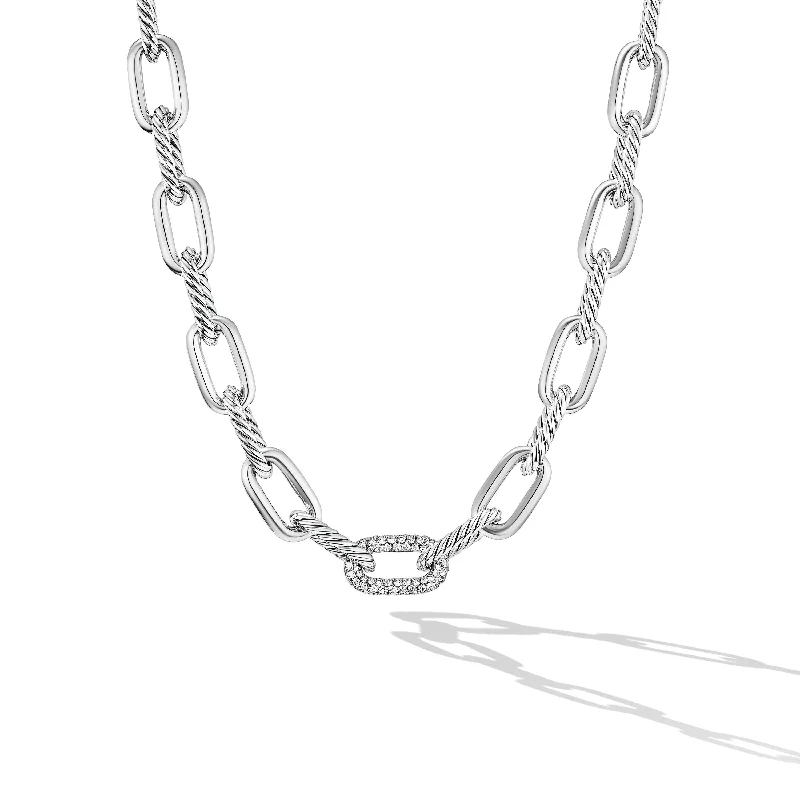 Geometric Gold Necklace-DY Madison® Chain Necklace in Sterling Silver with Diamonds\, 11mm