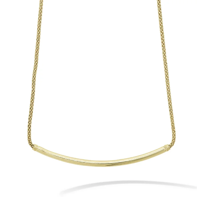 Eco-Friendly Necklace-Caviar Gold 18K Gold Caviar Bar Necklace