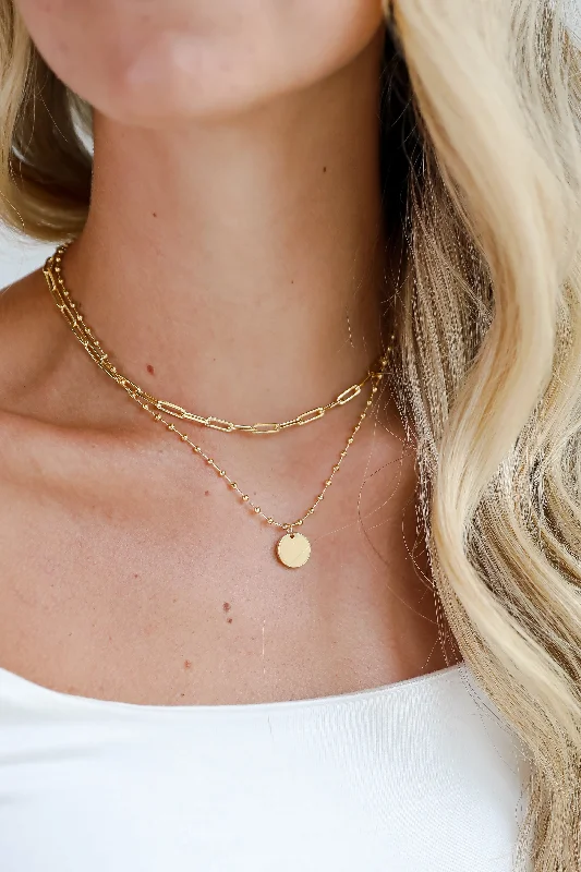 Wedding Necklace for Bridesmaids-Madeline Gold Layered Chain Necklace