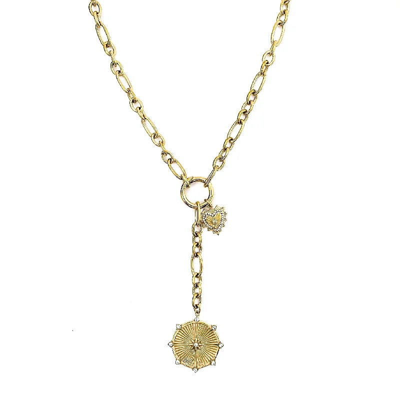 Large Statement Necklace-Laney Lariat Charm Necklace