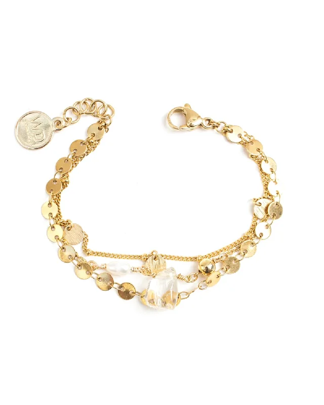 Tennis Bracelet with Diamonds-Satin Gold Bracelet