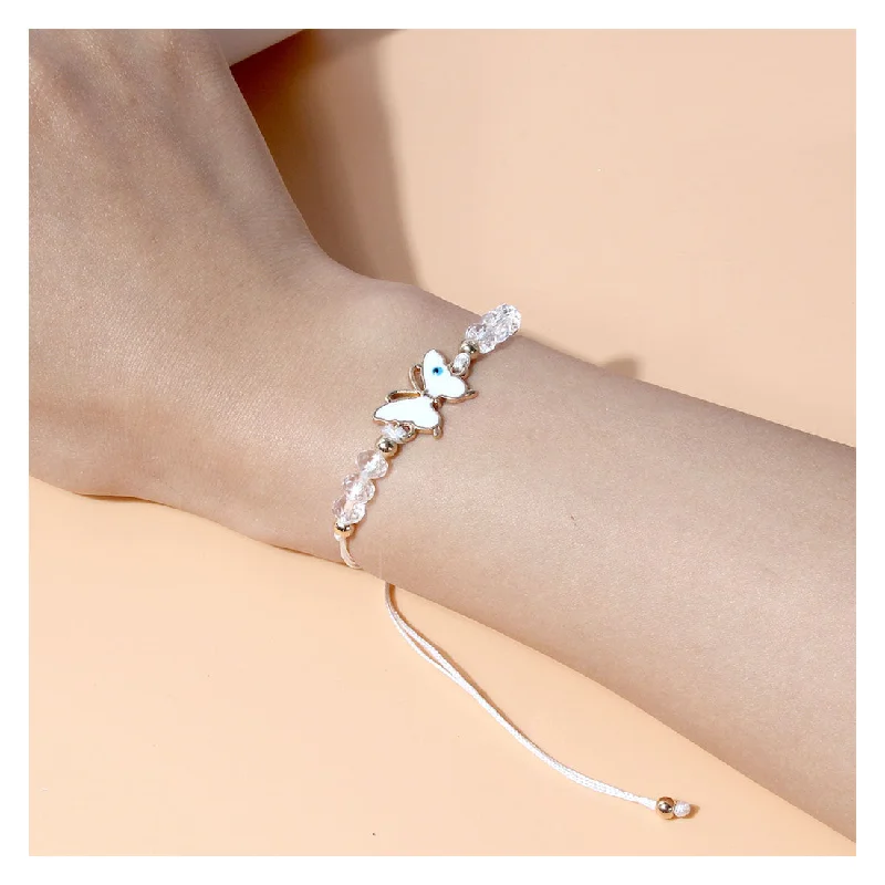 Simple Platinum Ring Set-Simple Style Butterfly Alloy Enamel Bracelets 1 Set