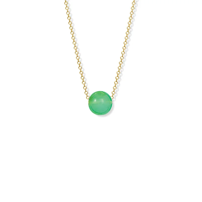 Sterling Silver Bar Necklace-Pelota Necklace Yellow Gold - Fine Chrysoprase