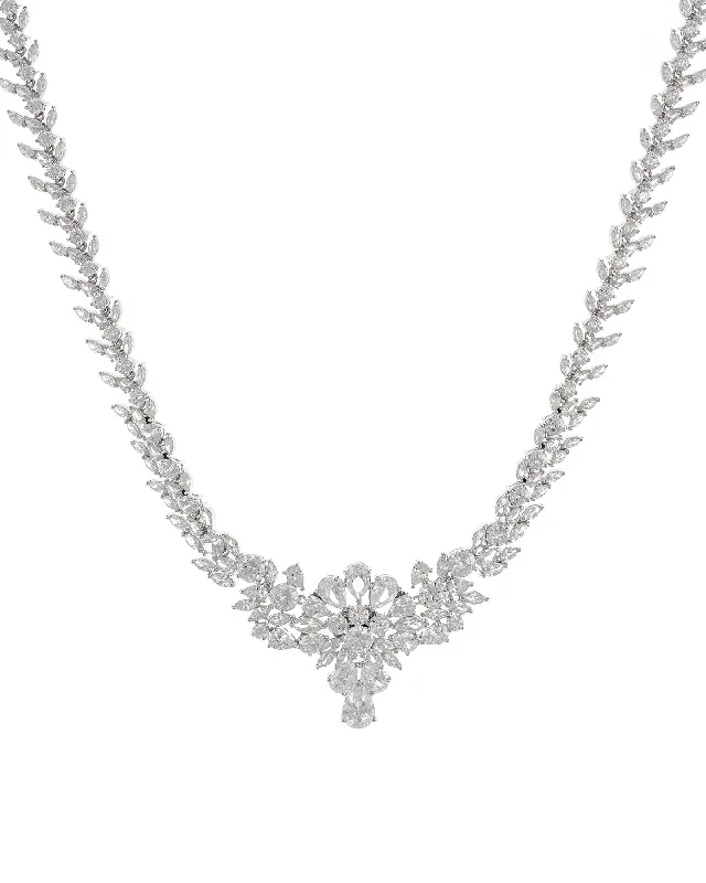 Crystal Beaded Necklace-CZ Mosaic Collar Necklace