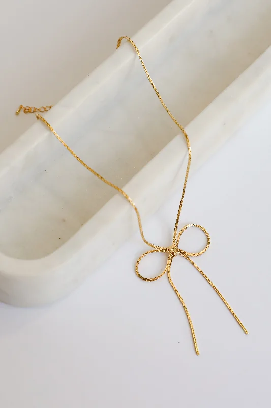 Gold Pendant Necklace-Myla Gold Bow Chain Necklace