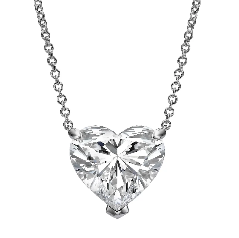 Chunky Chain Necklace-5.12 ct Lab Grown Heart Shape Diamond Solitaire Pendant Necklace