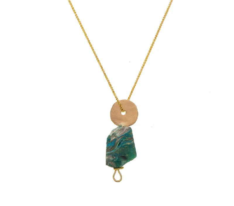 Personalized Pendant Necklace-Nava Zahai Yellow Gold and Turquoise Chain