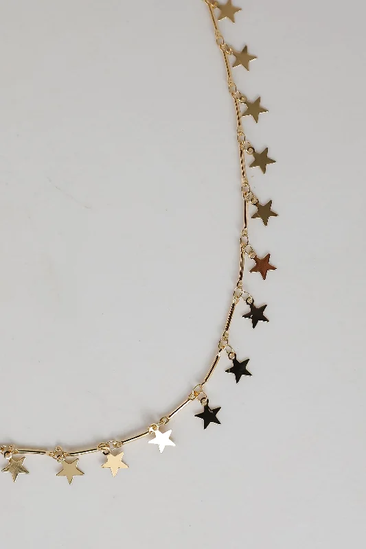 Layered Pearl Necklace-Zoey Gold Star Charm Necklace