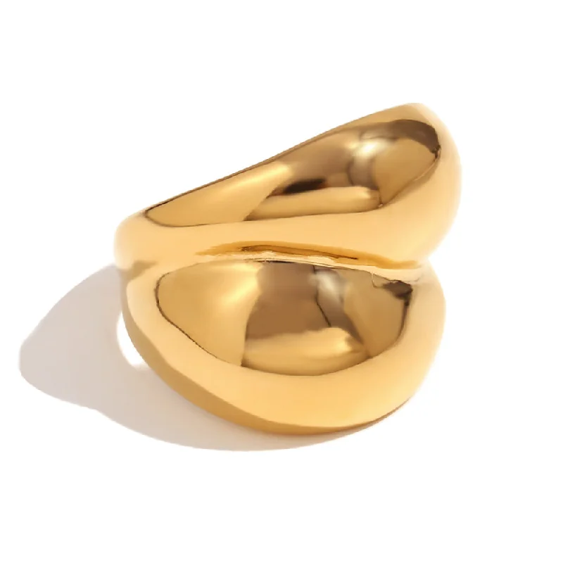 Smooth Double Layer Interlaced Bread Ring - Gold Size 6