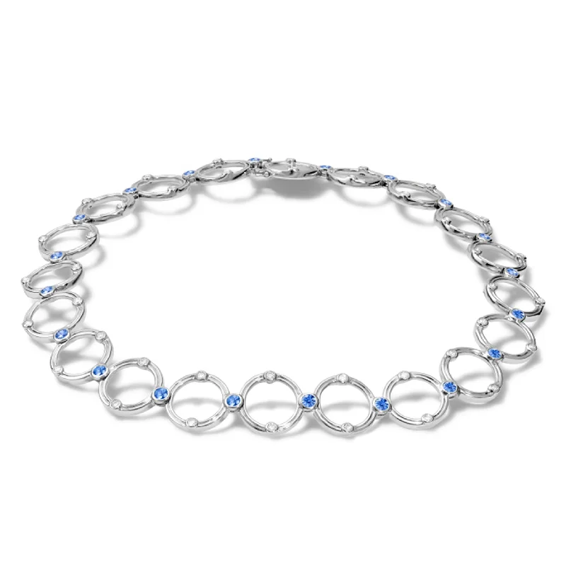 Silver Infinity Necklace-Volo d'Angelo Necklace 18ct White Gold - Sapphire & Diamond