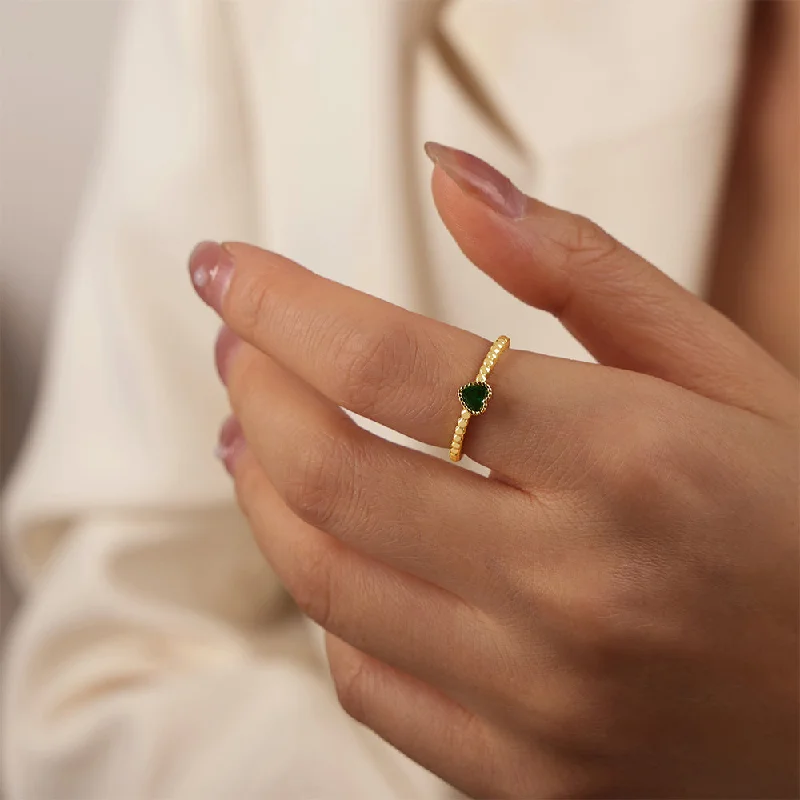 A704-Gold Green Zirconium Ring