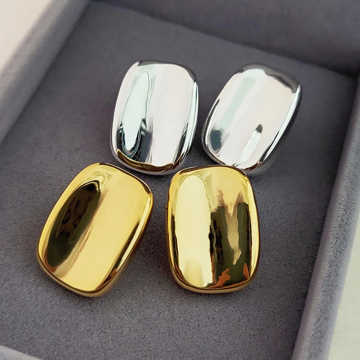 Wedding Ring Set with Emerald-1 Pair Simple Style Square Plating Brass Ear Studs