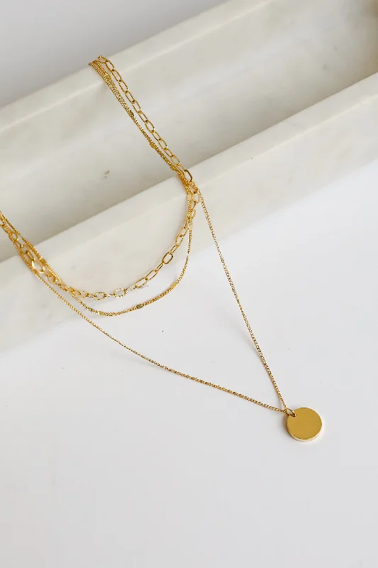 Choker Necklace for Women-Ruby Gold Layered Chain Necklace