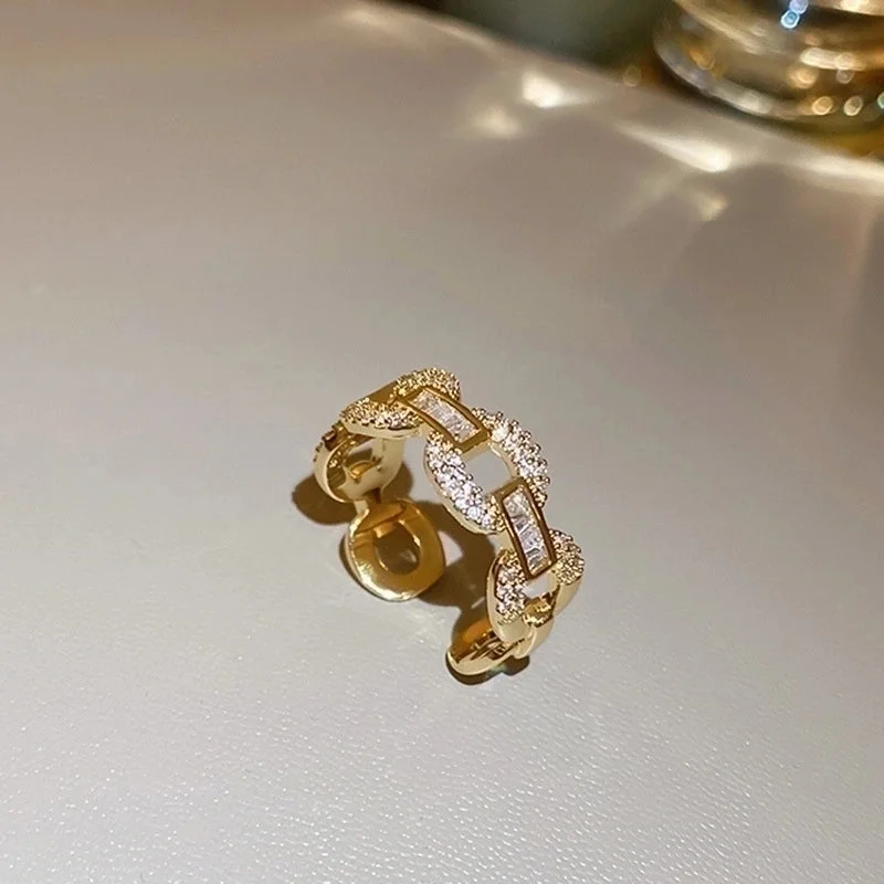 17# Open Ring-Golden Zircon Chain