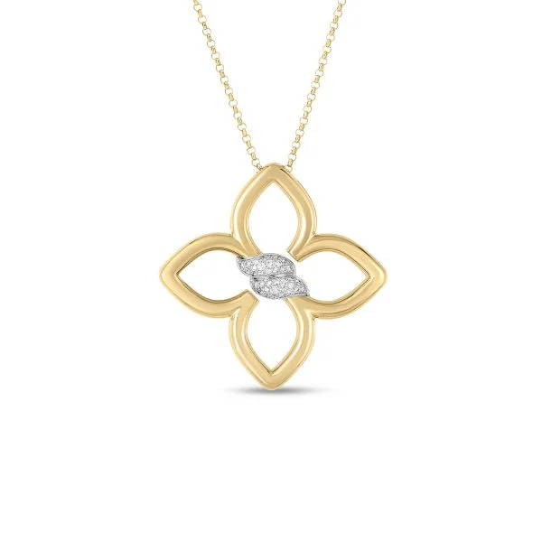 Simple Gold Pendant Necklace-Roberto Coin Cialoma 18K Yellow Gold Diamond Necklace