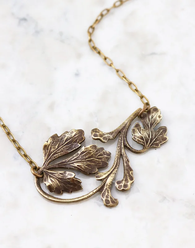 Two-Tone Gold Necklace-Foliage Necklace, (1pc)