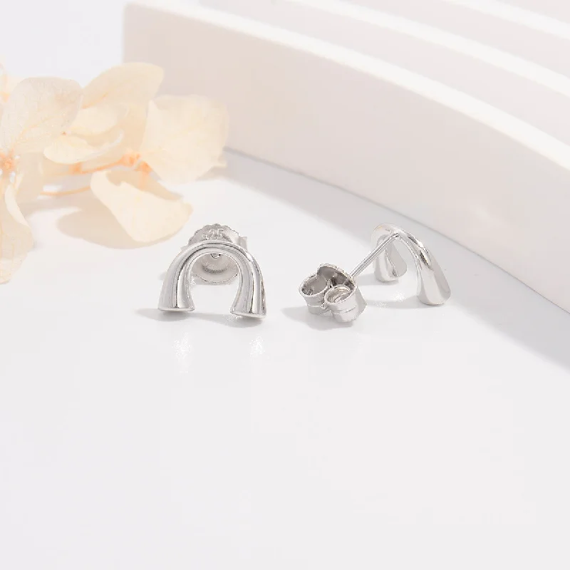 Antique Silver Ring-1 Piece Elegant Cute Simple Style Geometric Plating Inlay Sterling Silver Zircon Ear Studs