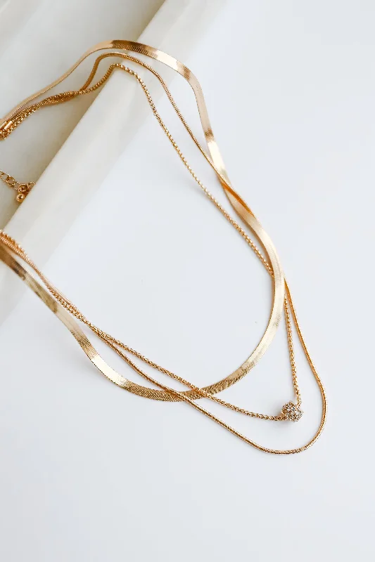 Heart Shaped Necklace-Willow Gold Layered Chain Necklace