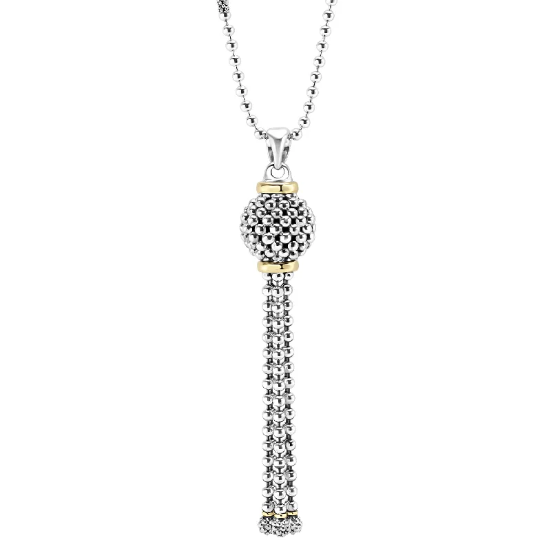 Designer Bar Necklace-Signature Caviar Tassel Pendant Necklace