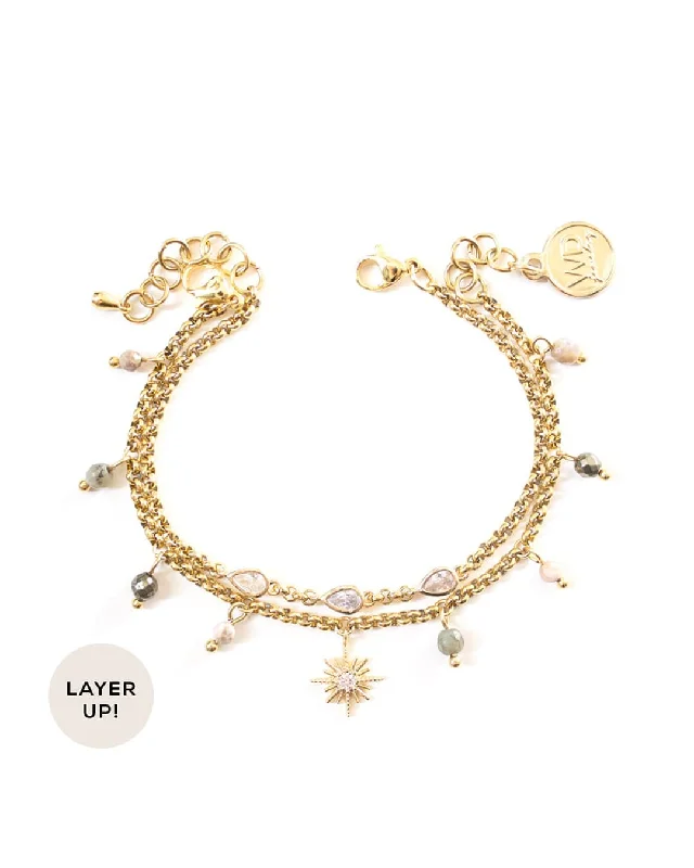 Crystal Charm Bracelet-Stardust Gold Bracelet