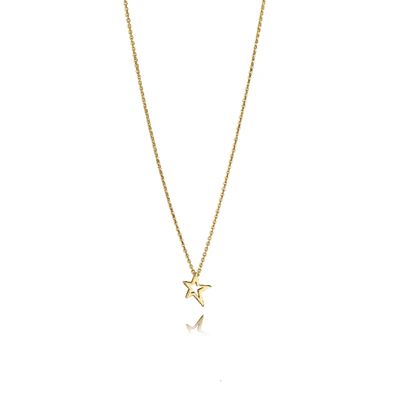 Long Chain Pendant Necklace-Gold Shooting Star Pendant