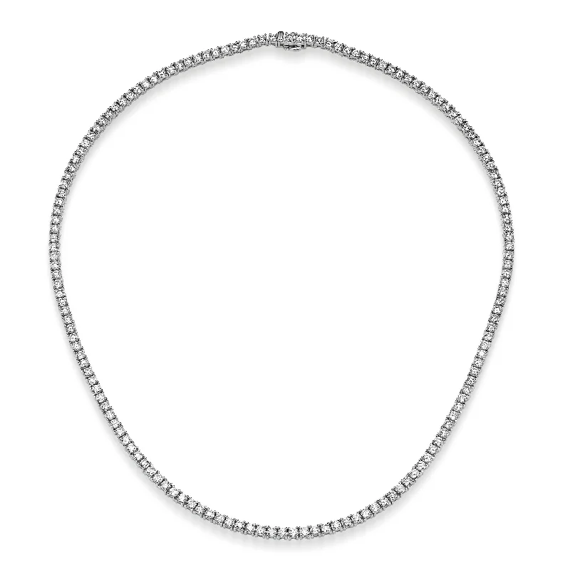 Heart Shaped Necklace-10.00 ct Round Brilliant Cut Lab Grown Diamond Tennis Necklace in 14k White Gold