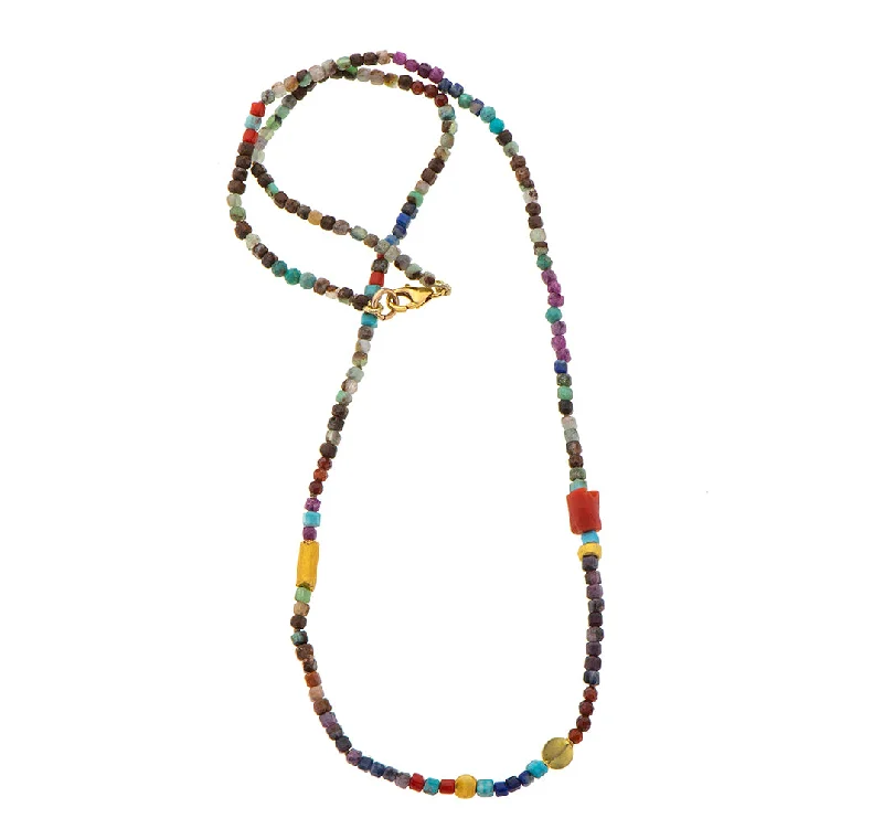 Fashionable Choker Necklace-Nava Zahavi Yellow Gold Mixed Gems Necklace