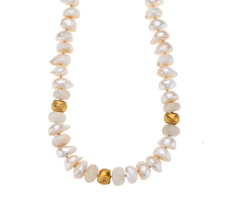 Gold Rope Chain Necklace-Nava Zahavi Yellow Gold Moonstone and Pearl Necklace