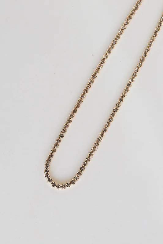 Dainty Necklace for Girls-FINAL SALE - Cassidy Gold Rhinestone Necklace