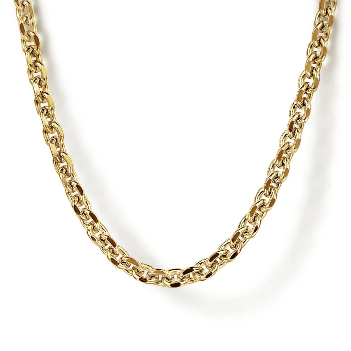 Silver Infinity Necklace-20 Inch 14K Yellow Gold Hollow Mens Link Chain Necklace