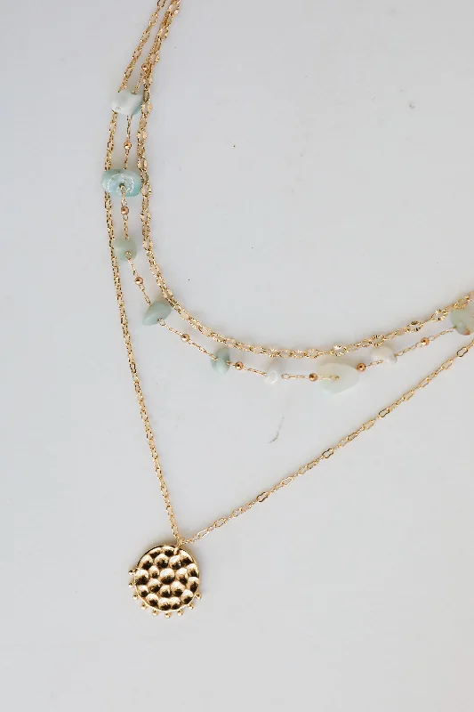 Silver Chain with Gemstone-Nina Gold Stone Layered Necklace