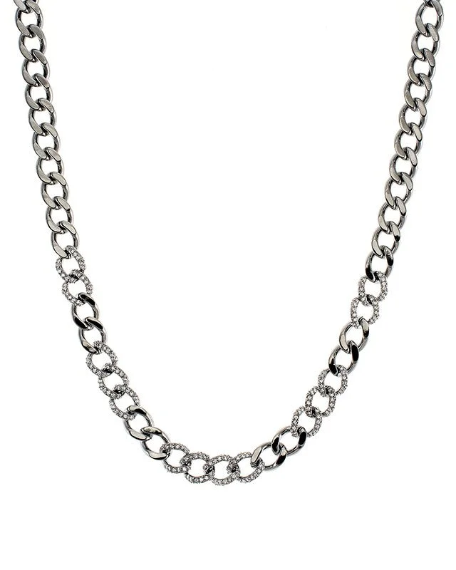 Statement Necklace for Parties-Pave CZ Chain Necklace