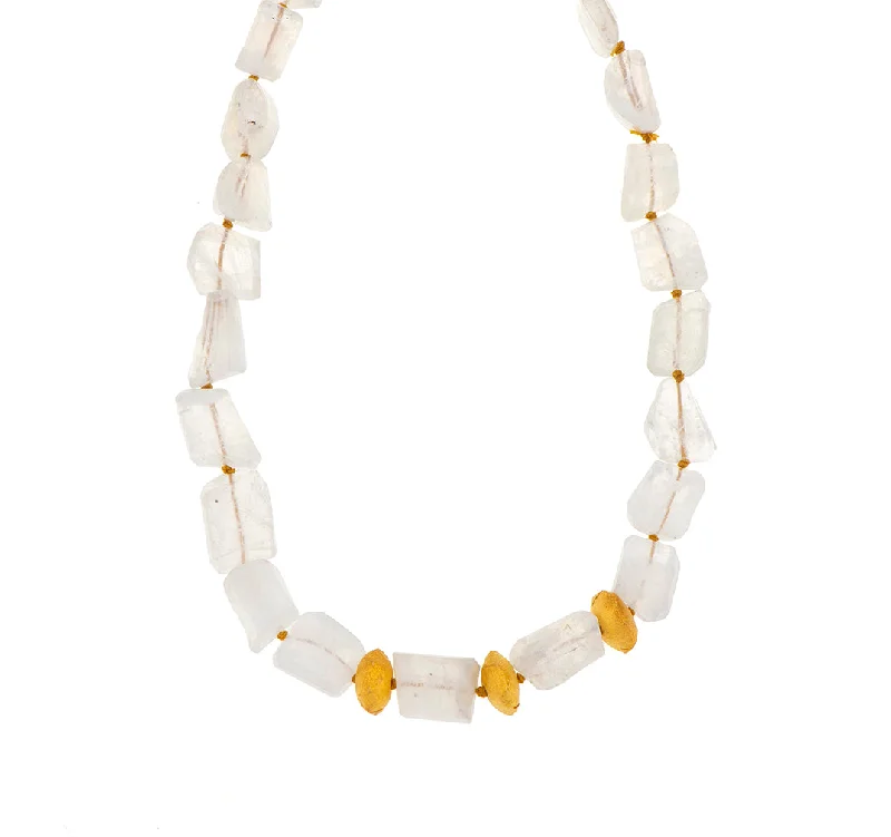 Colorful Gemstone Necklace-Nava Zahavi 14K Yellow Gold Moonstone Nugget Necklace