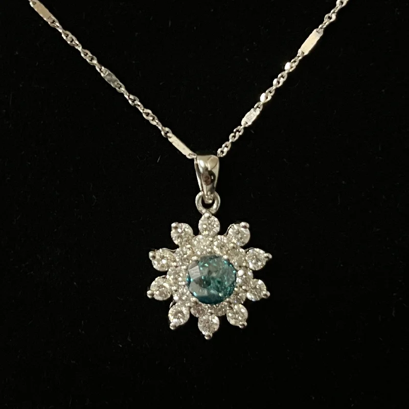 Tropical Necklace for Summer-$999 Clearance Diamond Flower Pendant Necklace