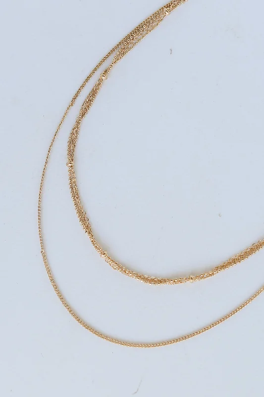 Statement Gemstone Necklace-FINAL SALE - Nova Gold Layered Chain Necklace