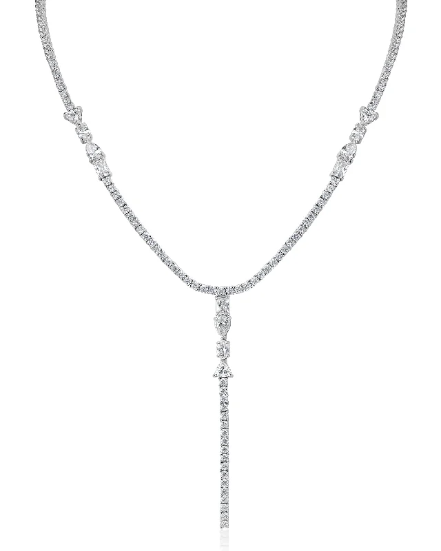 Rose Gold Chain Necklace-Multi Shape CZ Y-Necklace